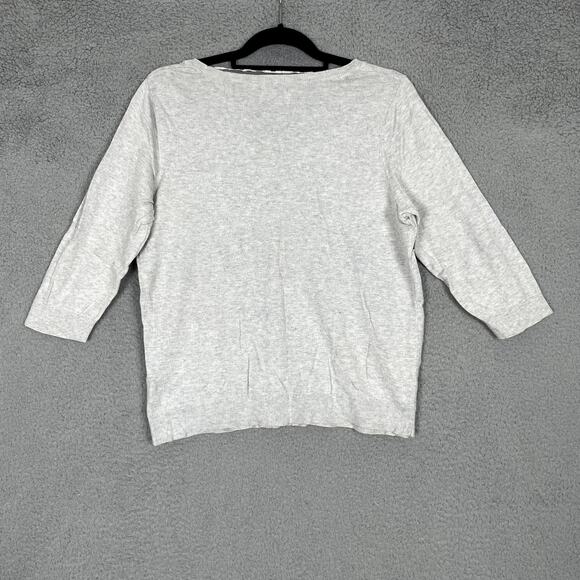 Elle Sweater Womens Large Gray Diamond Pattern Pearl Embellishment Short Sleeve - Picture 5 of 9